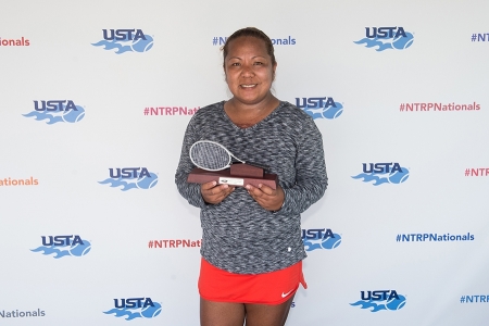March 31, 2019 – Shanel Angala holds the trophy after winning second place in the 3.5 division during the USTA NTRP Nationals 18 & Over Men’s & Women’s 3.0, 3.5,4.0, 4.5 Singles at Academia Sanchez-Casal Florida in Naples, Florida.