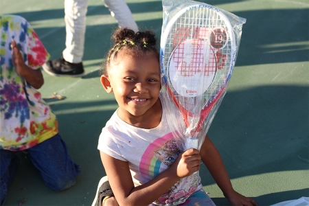 T.E.A.M. Junior Tennis receiving new equipment from the USTA Florida Section Foundation