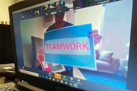 Lisa Pugliese shares a message promoting teamwork to her virtual LSA tennis participants