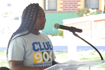 Mauricia at the 2019 Groundbreaking for the ‘Club 904’ Teen Center