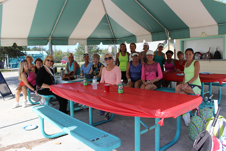Milena with a group of friends who have played together every week for nearly 8 years