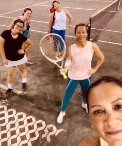 On the court with friends