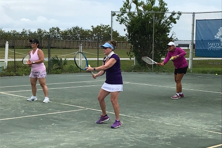Kim Scullion on the court teaching
