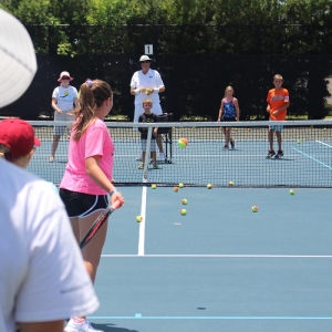 Group of campers on the court