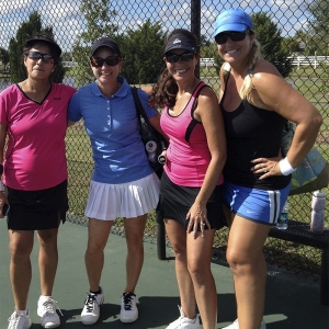Miriam with her first doubles partner and their opponents