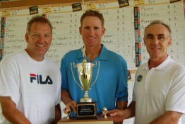 From left: Florida Cup Commissioner Mark Taylor, East 40s captain Chris Pressley, and Mirasol Country Club General Manager Jeremy Barker