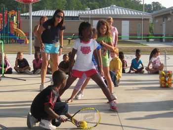 USTA Florida's Molly Zimmer at a school tennis event