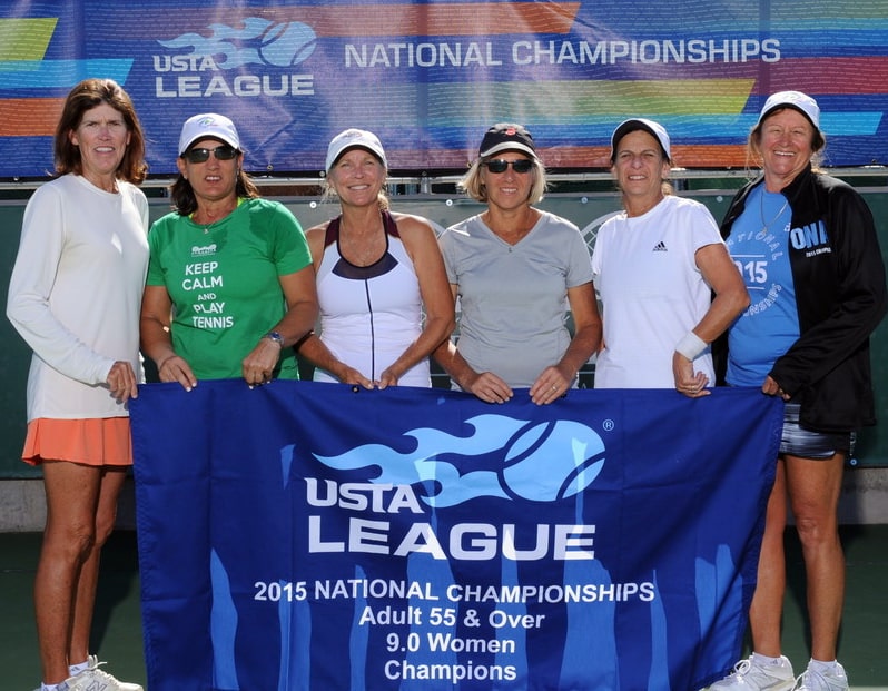 The Weston 55 & Over 9.0 women's champions left to right: Cheryl Porter, Sheri Adler, Kelly Mulligan, Hilary Landorf, Jodi Appelbaum-Steinbauer, Rose Haney (captain)