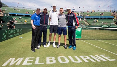 The U.S. Davis Cup camp earlier this year when they defeated Australia in Melbourne
