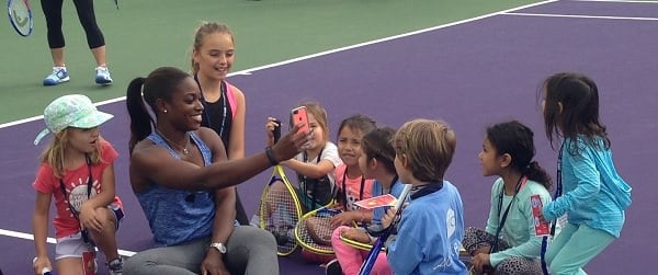 Sloane Stephens shares selfies with kids at the USTA Florida Kids Day at the Miami Open