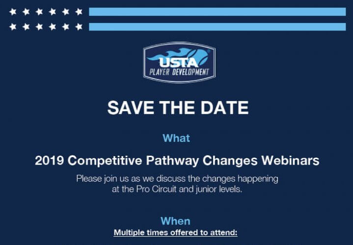 November Webinars for 2019 Competitive Tennis Pathway Changes