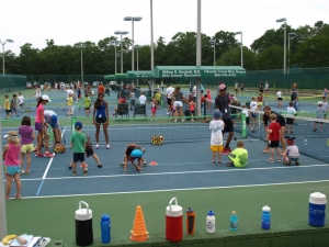 Courts Full of Kids at Roger Scott during PSA's Racquet Round-Up