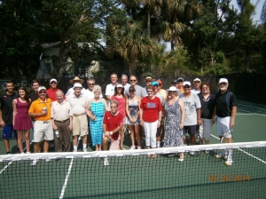 Friends celebrating tennis