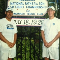 Derrick (left) and Austin Racine at the 2014 Father/Son Clay Court Nationals