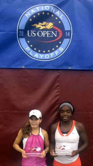 From left: 2014 Us Open National Playoffs-Florida women's finalist Emma DeCoste and champion Liz Jeukeng